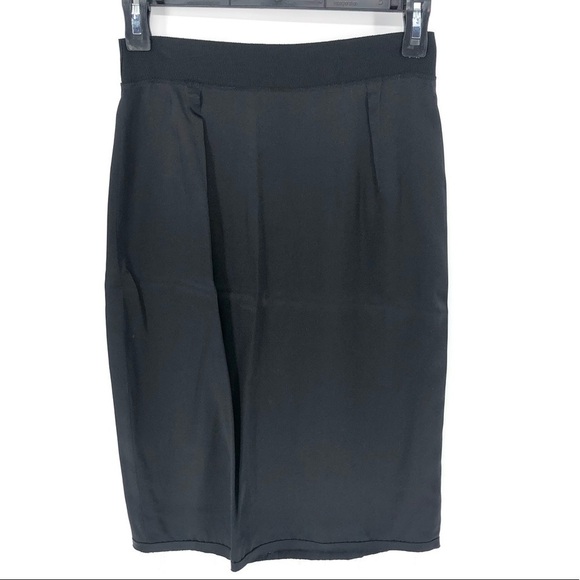 Nili Lotan 100% Silk Skirt Knee Length Black Pencil Size 4